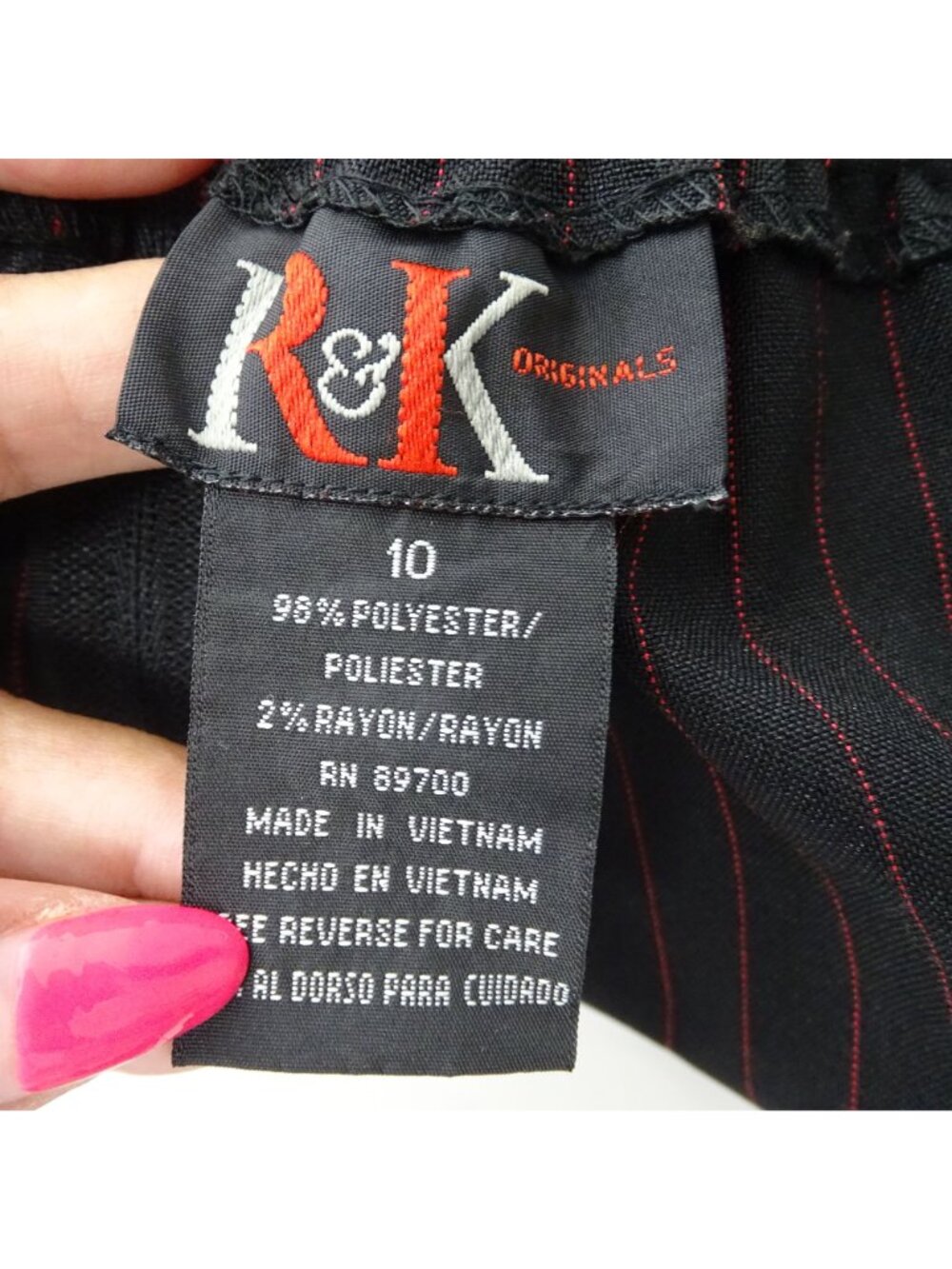 Vtg 2 pc R&K Originals Red Black Pinstripe Pants Suit Outfit Women Size 10 Y2K - Picture 12 of 13
